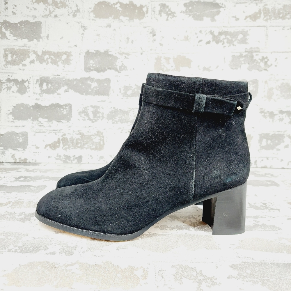 New Kate Spade New York Madelaine Black Suede Strap Bootie F341